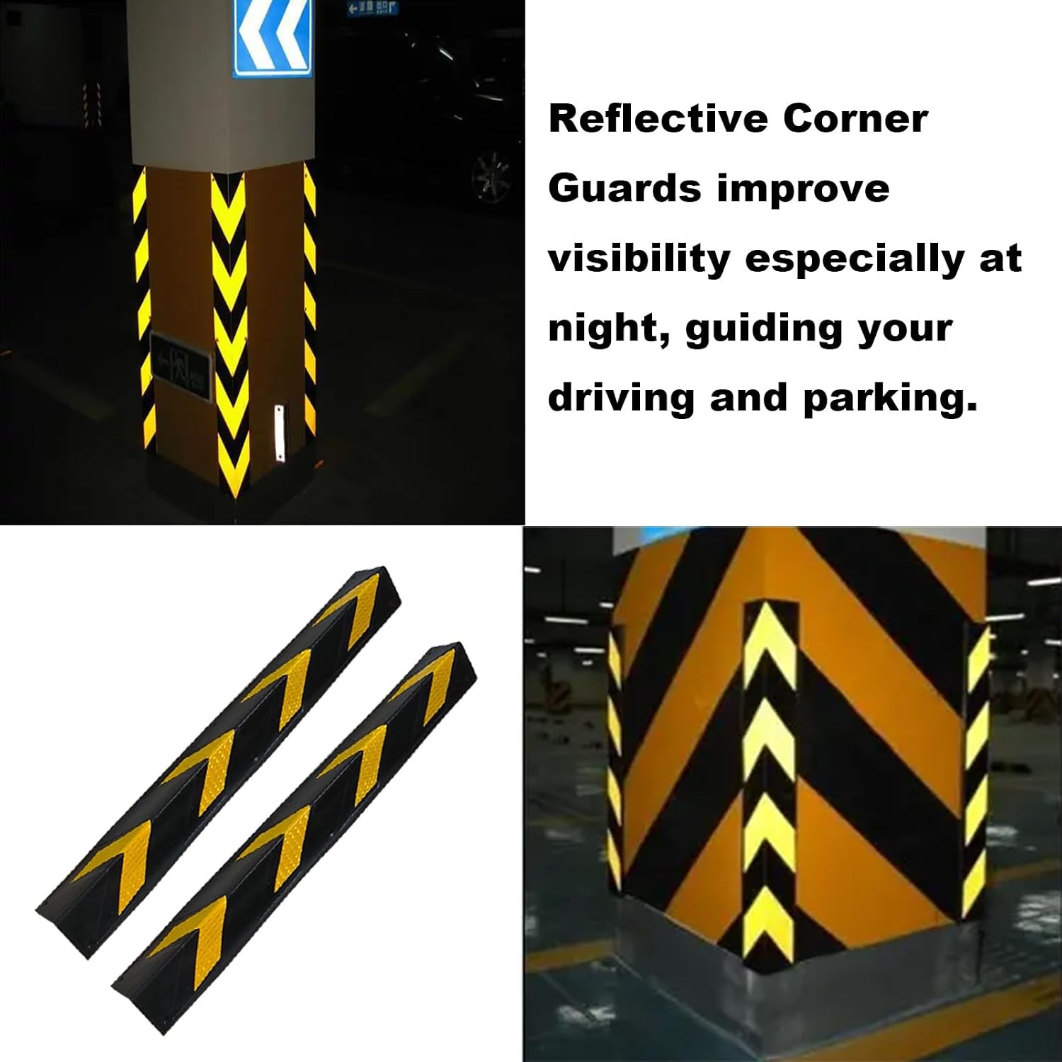 6 Pack Reflective Corner Guard Wall Corner Protector 27" Rubber Wall Protectors