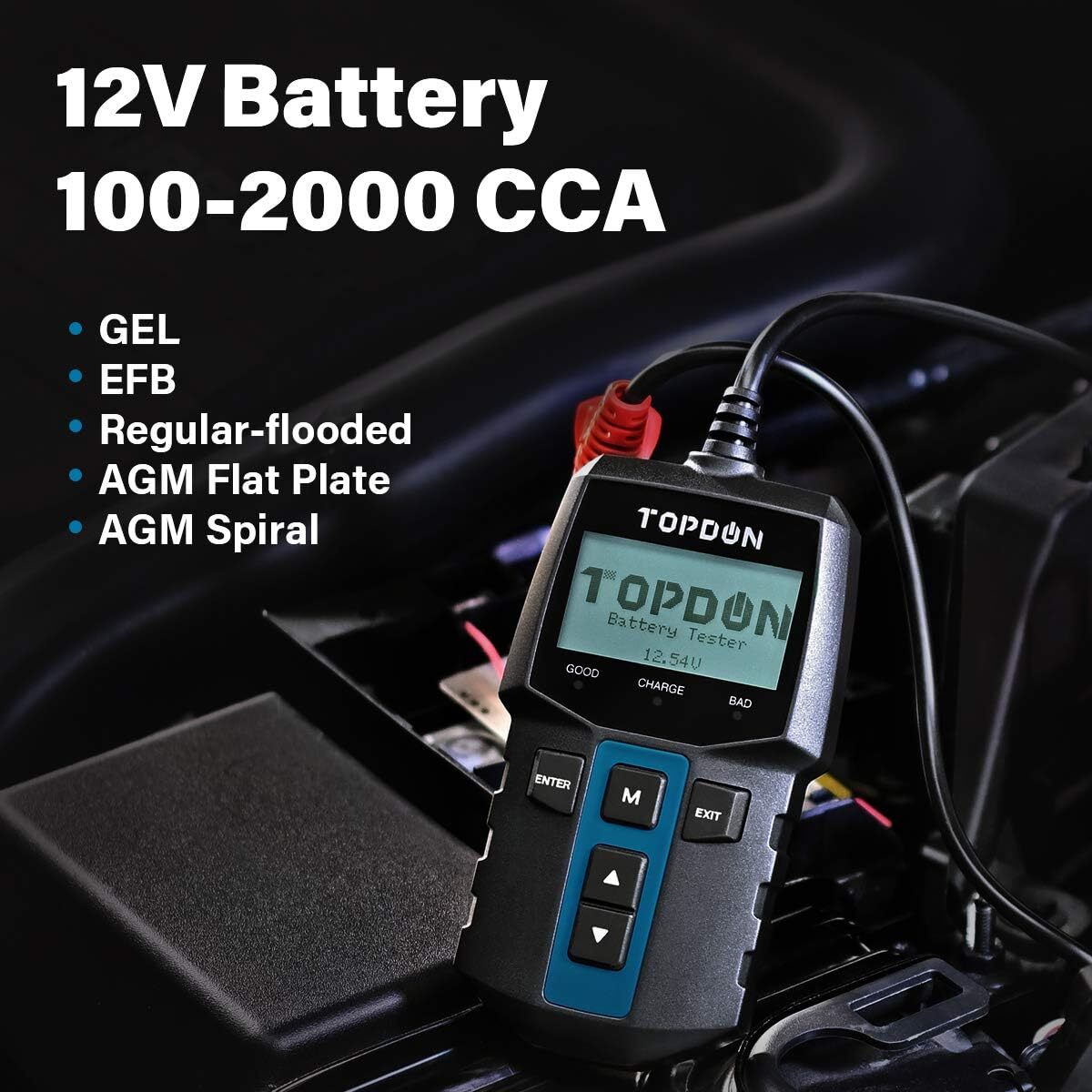 BT100: TOPDON 12V Battery Tester & Analyzer