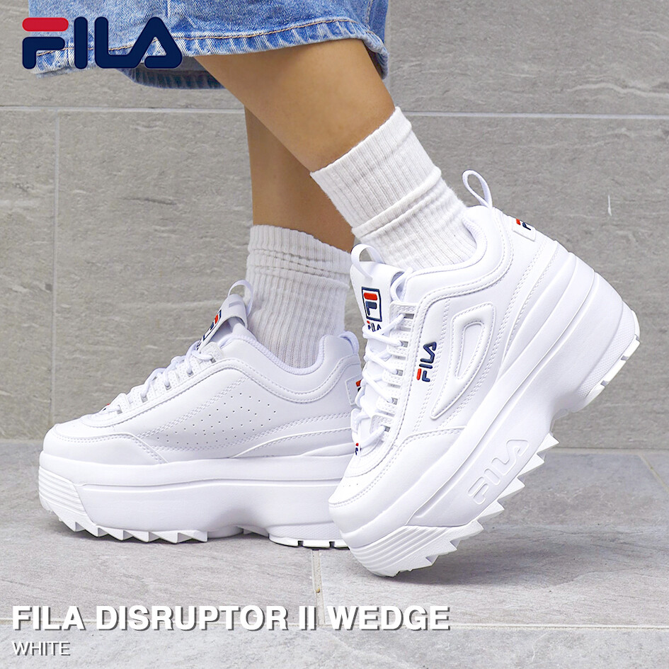FILA DISRUPTOR 2 WEDGE Sneaker WHITE WFW22044001 Unisex Platform Sneakers New