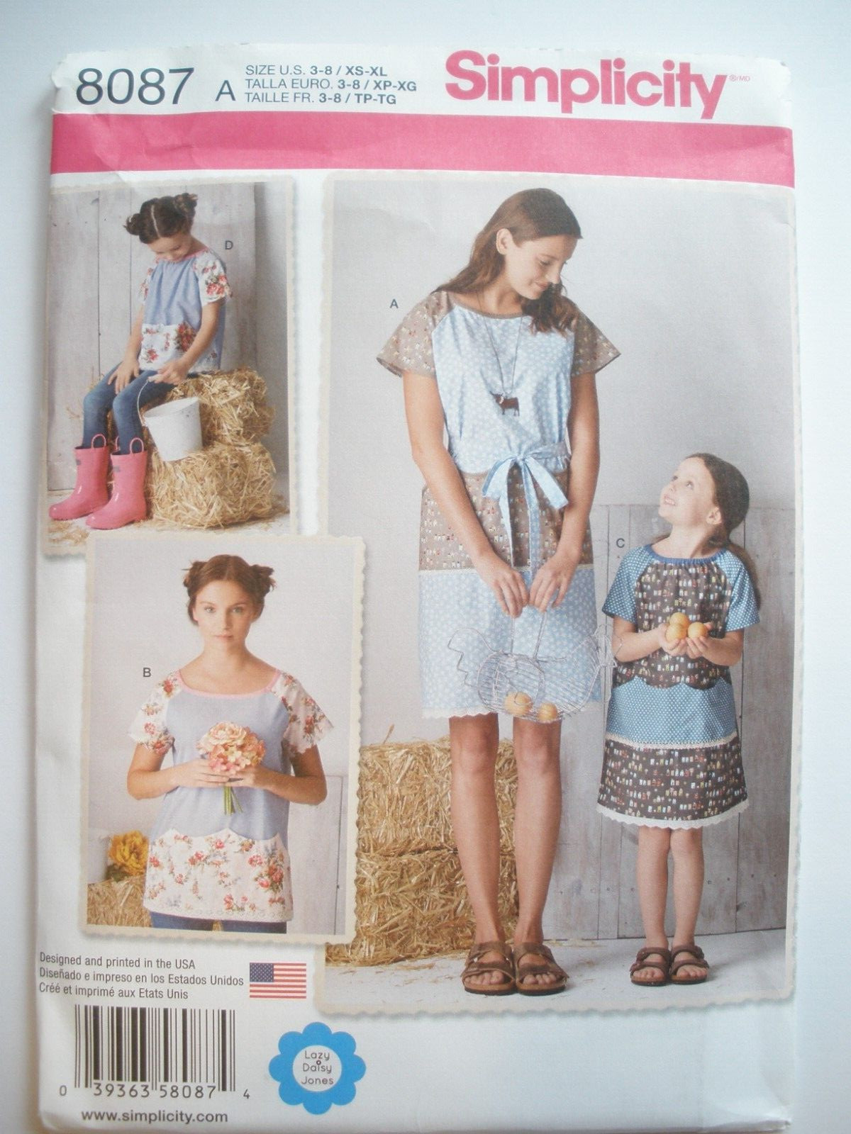 Simplicity 8087 Pattern Pullover Dress & Top Child's Sz 3-8 & Misses' Sz 6-24