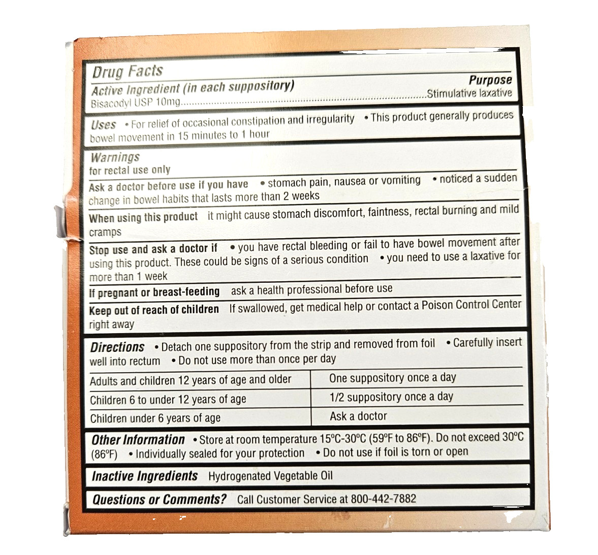STRATUSCARE Bisacodyl 10mg Suppositories 12 count box ^^