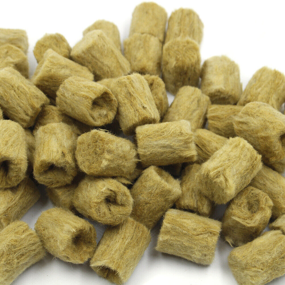 100pcs Round Rockwool Macro Plugs Hydroponic Grow Media Cloning Planter w/ Slit