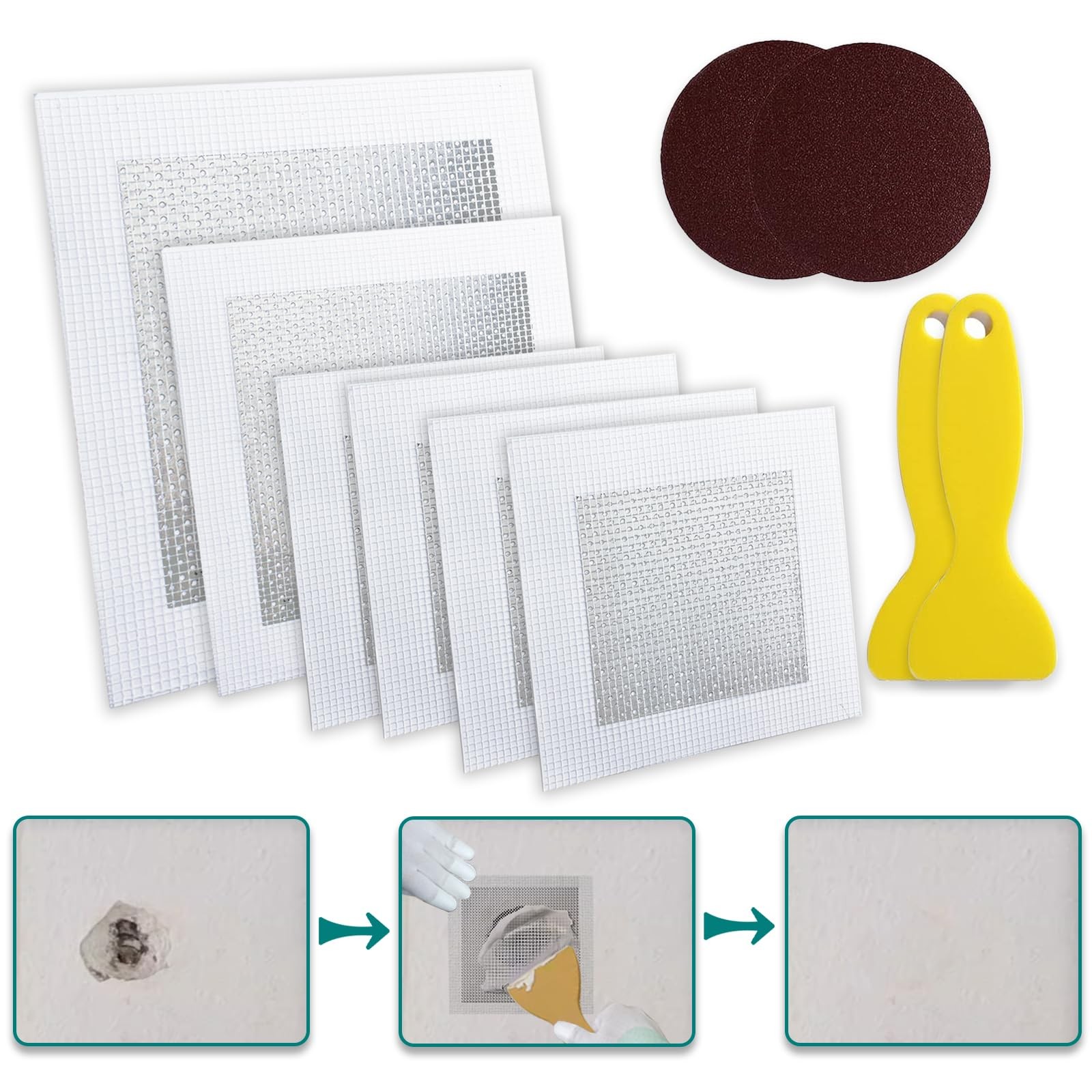 WYIRONG 10 Pack Drywall Repair Kit for Large Holes, 4/6/8 Inch Dry Wall White