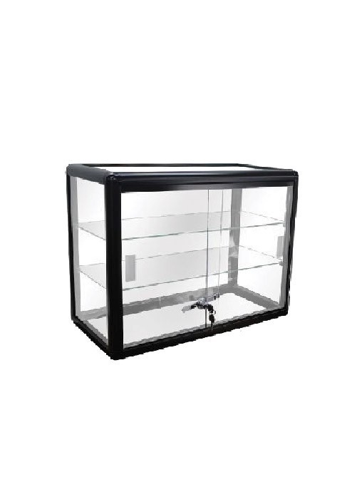 AMKO 24 x 12 x 18 in. Glass Countertop Showcase Tower Display Case Black