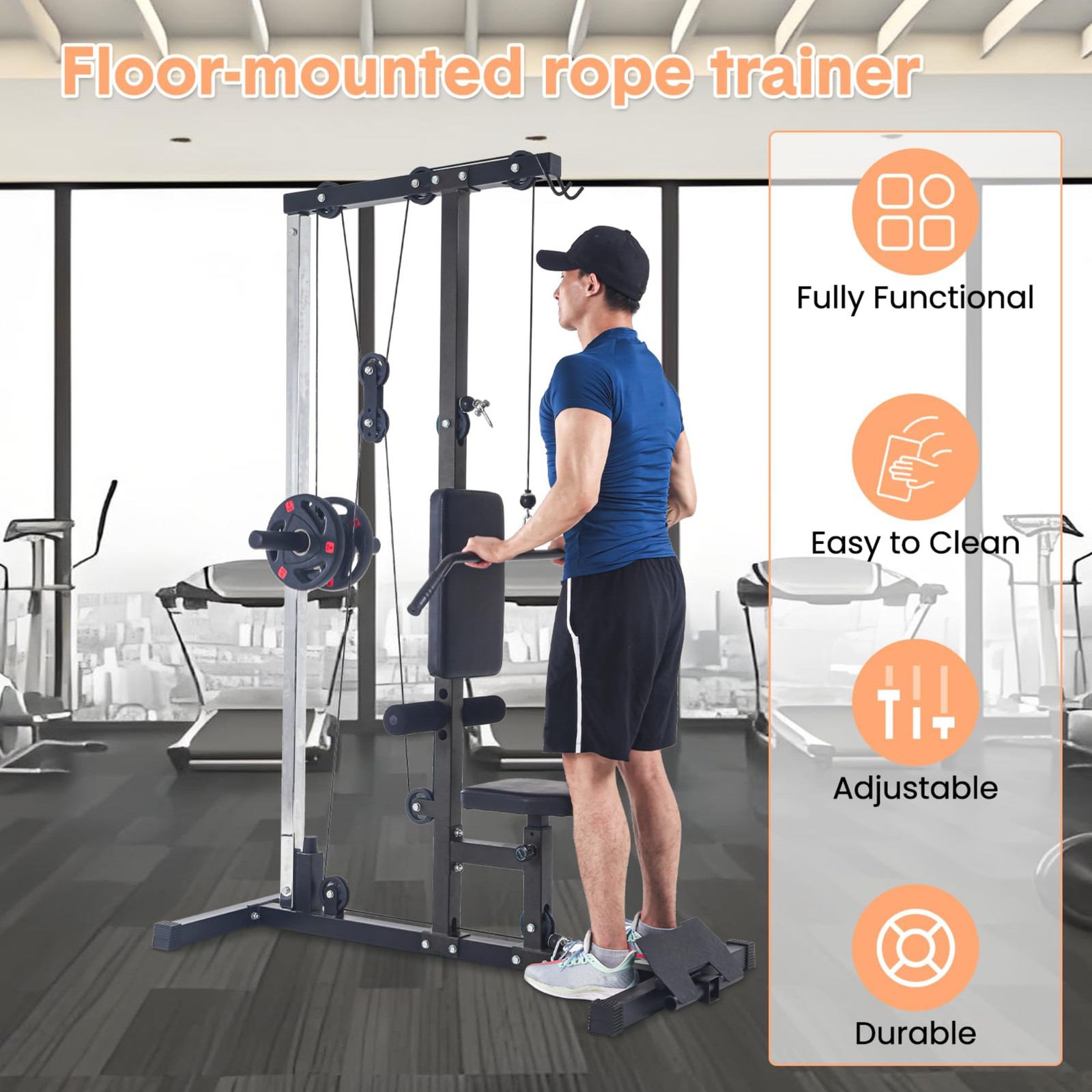 Lat Pull Down Machine System Workout Equipment w/ Seat & Knee Support 500LB