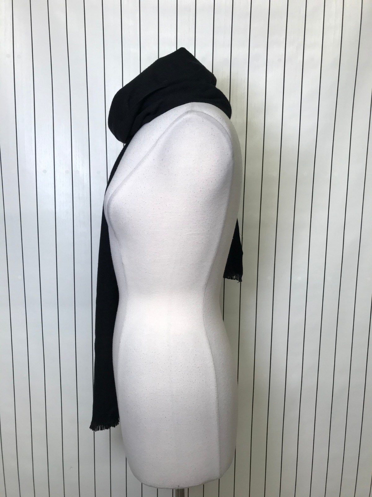 Women's Black Scarf Fringe Acrylic 70"x12"