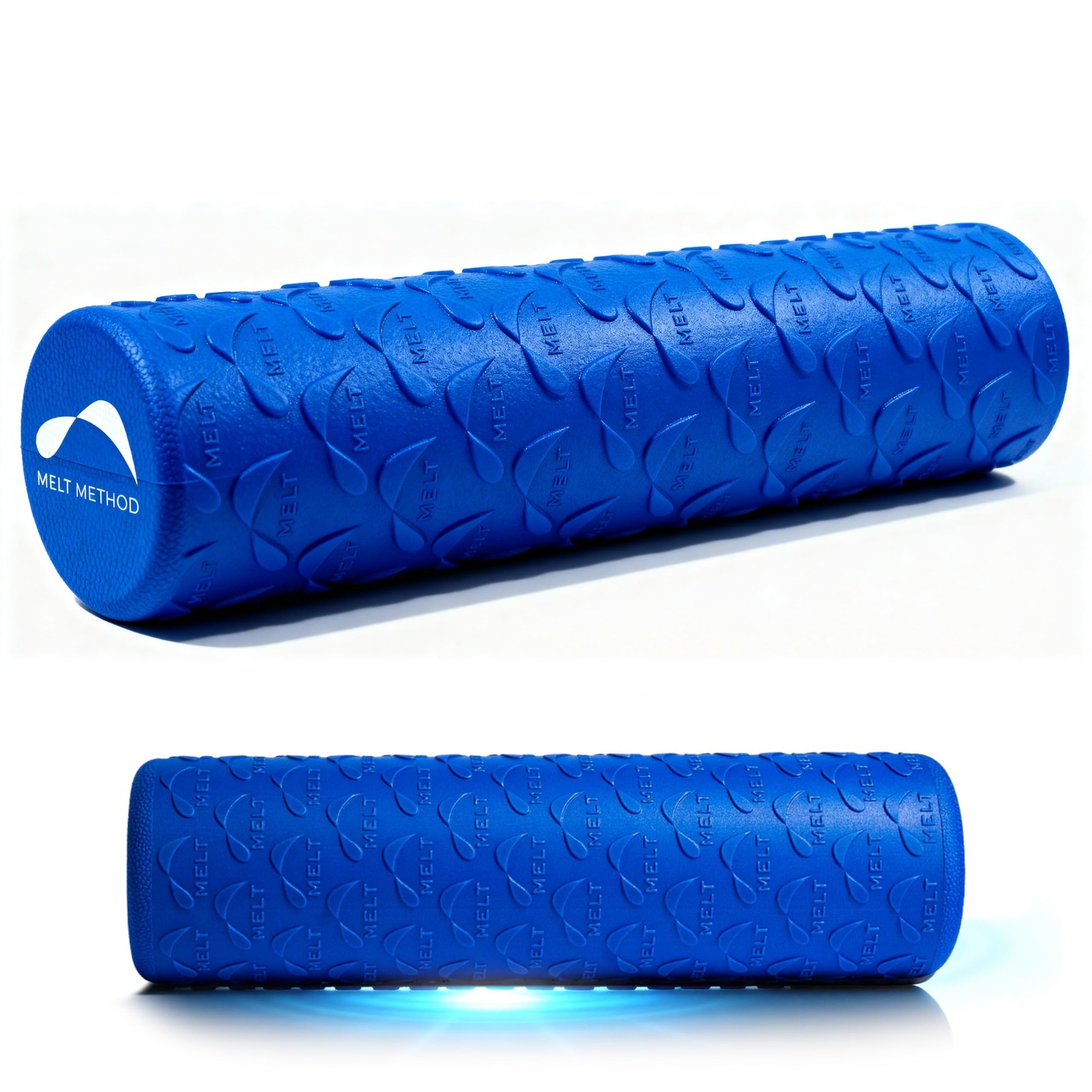 MELT Method 18 Inch Soft Travel Foam Roller w/FasciaTherapy - Low Blue