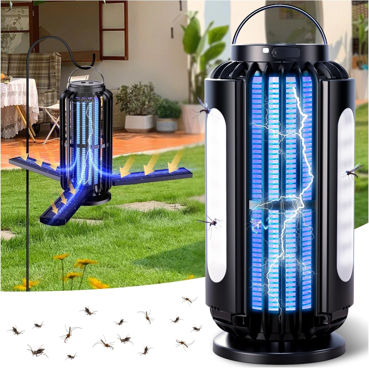 Bug Zapper, Mosquito Zapper Outdoor Indoor Solar Powered, Battery Powered Cordle