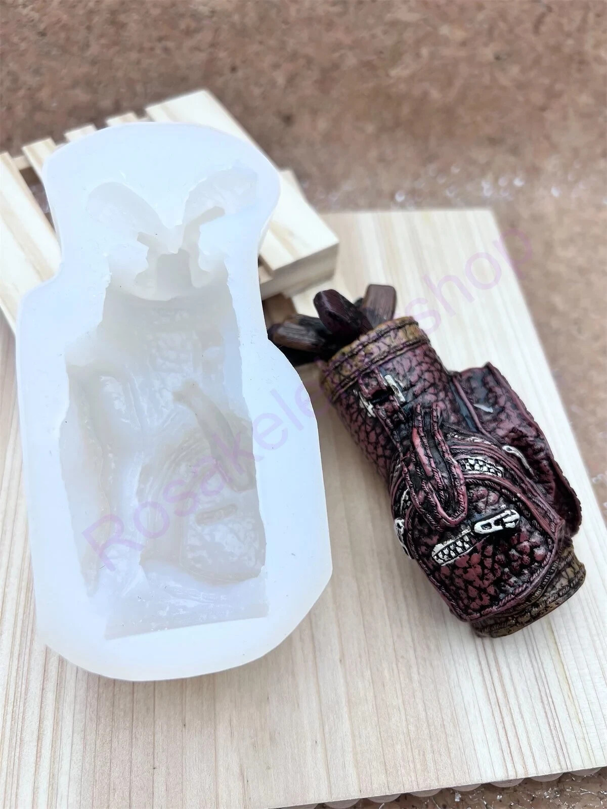 Golf bag with golf club handmade Silicone mold for crafts