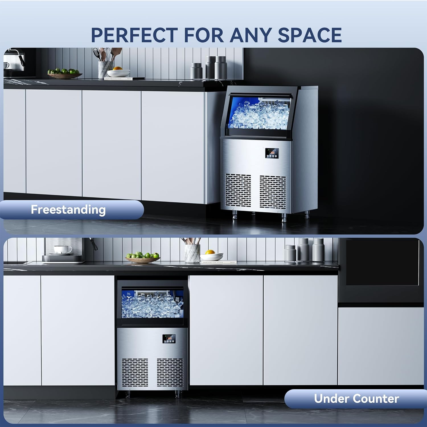Commercial Ice Maker Machine, 100Lbs/24H Ice Machine, 34Lbs Storage, 45 Ice Cube