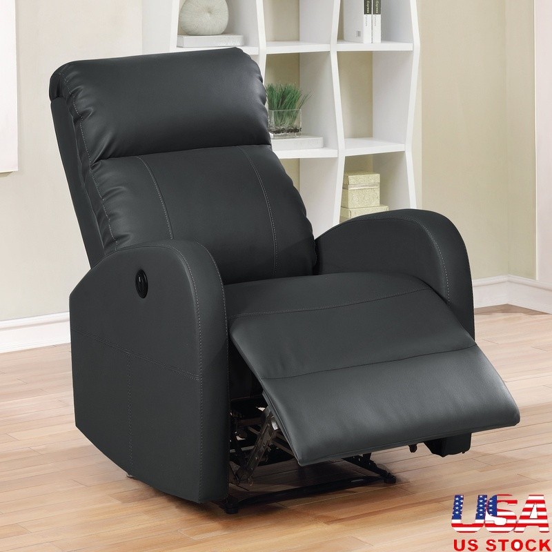 Power Recliner Chair Electric USB Charging Gentle Lumbar Massage Leather Fabric