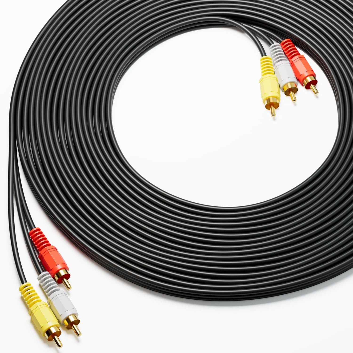 Eanetf RCA Cables, 3RCA Cable Audio Video 24K Gold Plated 10ft-1pcs