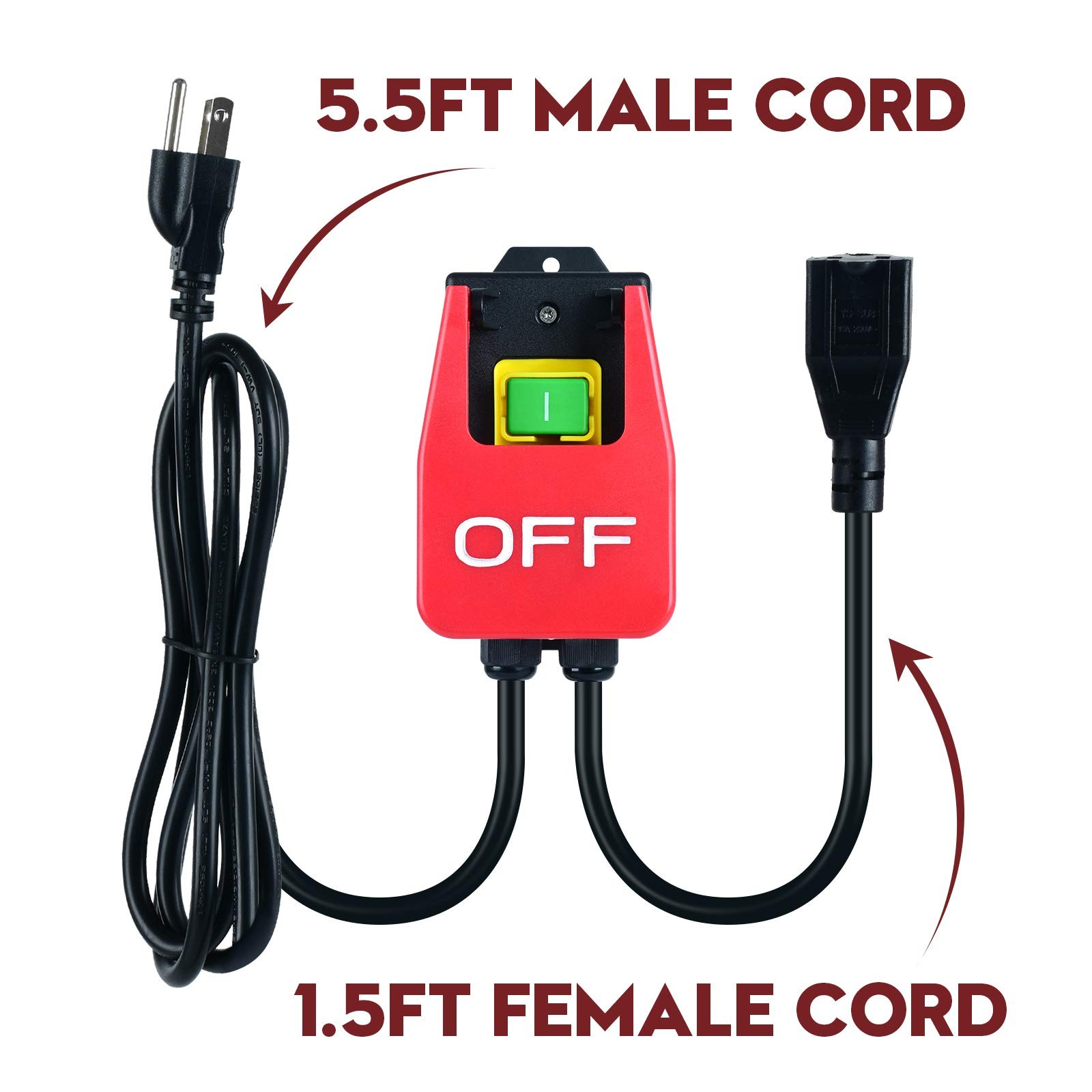 110V Single Phase On/Off Switch, Ortis Router Table Switch with Large Stop Sign