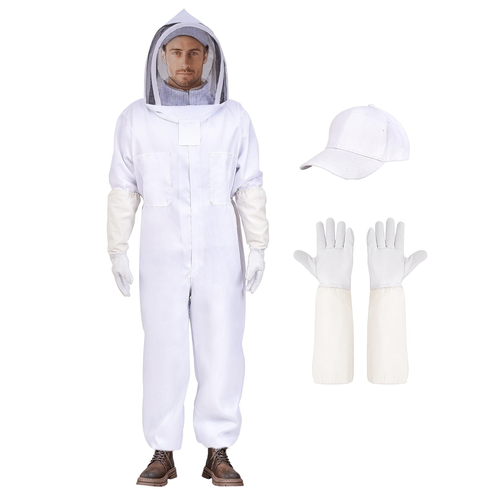 KAGZ Professional Bee Suit with Sting Proof Cap and Gloves for Men Women, Bee...
