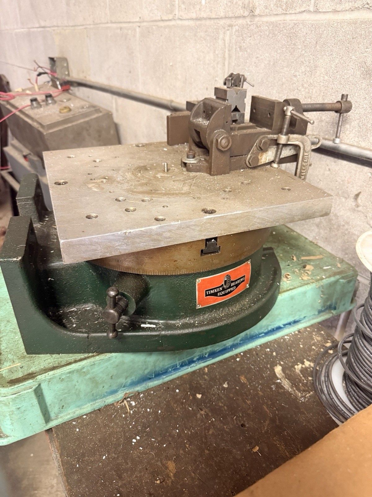 Manual Horizontal Industrial Rotary Table Workholding Fixture w/ Top Plate