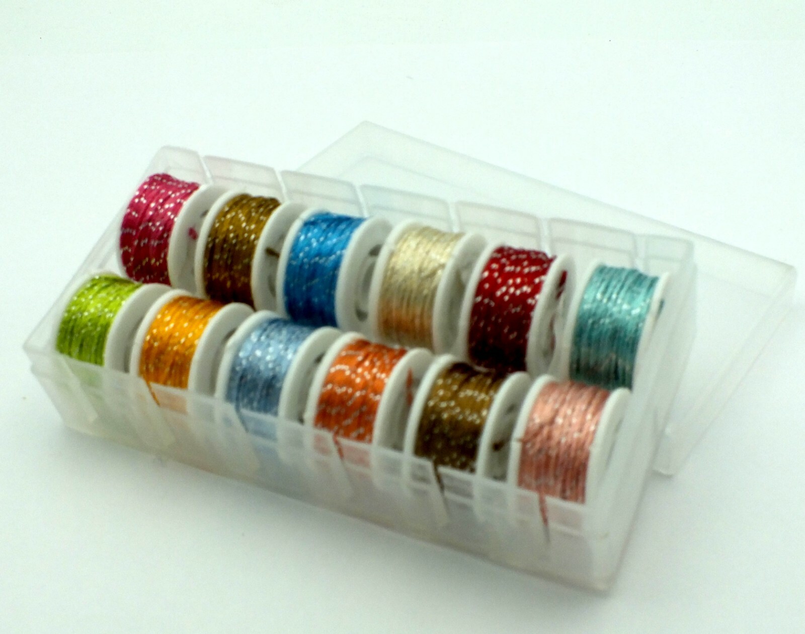 Fly Tying Thread w/ Sparkle- 12 Small Spools -Assorted Colors- MAT106