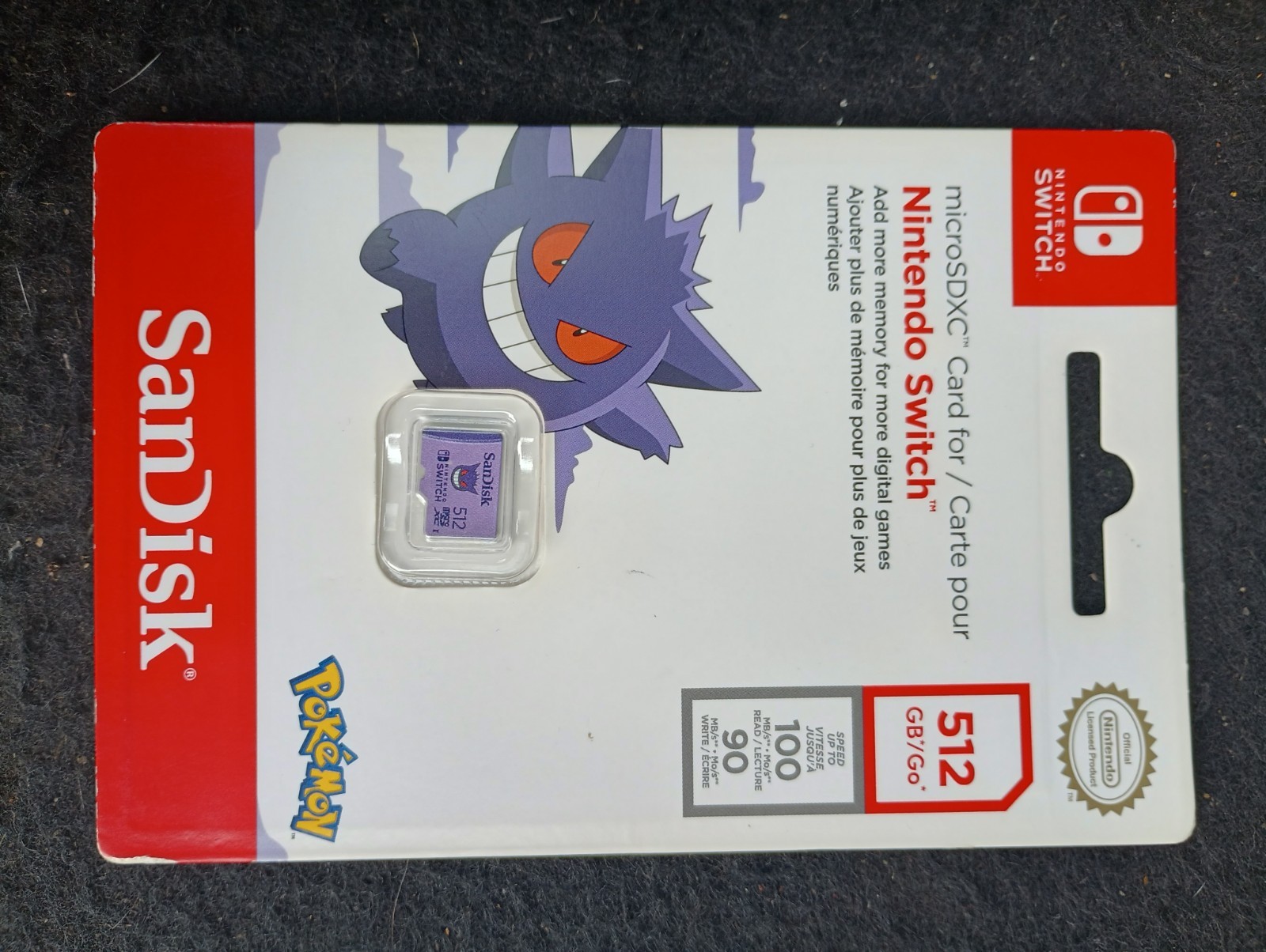 SanDisk 512GB microSDXC Memory Card Nintendo Switch Gengar Pokemon - New Sealed