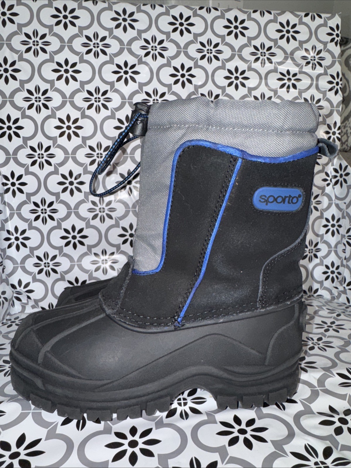 Sporto Kids Snowboots Jett Black Youth Size 1M Winter Removable Liner Waterproof