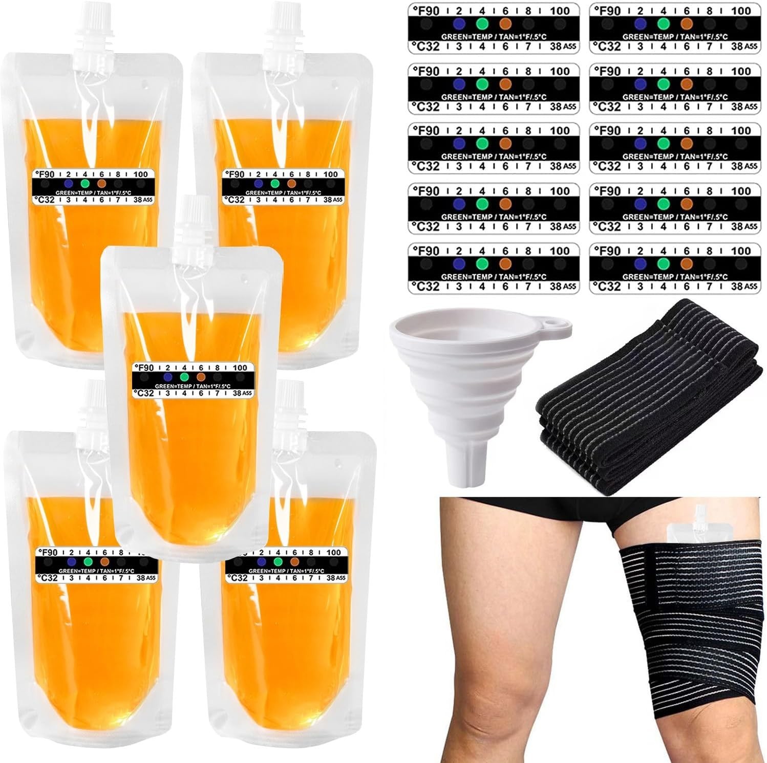 17 Pcs Urine Test Complete Kit Includes 5 Transparent Bags,10 Adhesive Temper...