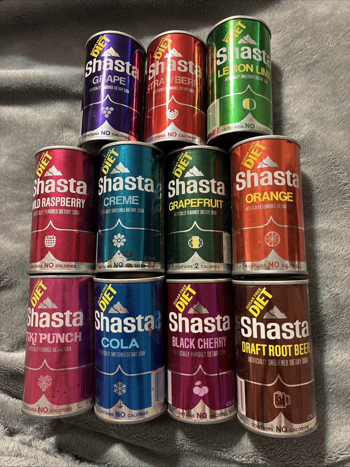 Vintage Diet Shasta 12oz Steel Soda Cans 11 Different Flavors-Instant Collection