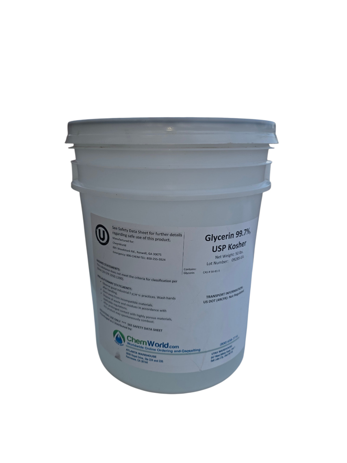Glycerin USP Kosher (Made in the USA) - 2.76 Gallons (29 pounds) 99.7% Pure