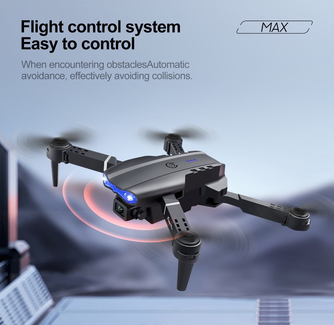 E99 Max Drone With 4k Cameraُ 200 M, 15 Min Flight 2.4GHz Control Romote Screen