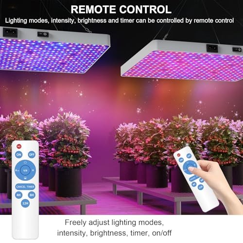 Remote Control LED 100 Watt Dimmable Full Spectrum Plant Light, 3 Grow Light