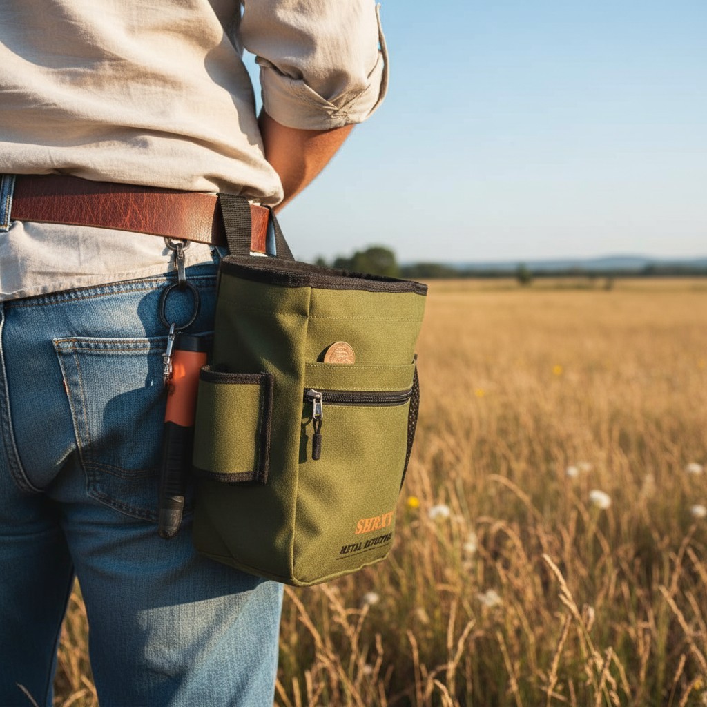 Lightweight Green Digger Pouch with Marine Grade Zippers for Metal Detecting