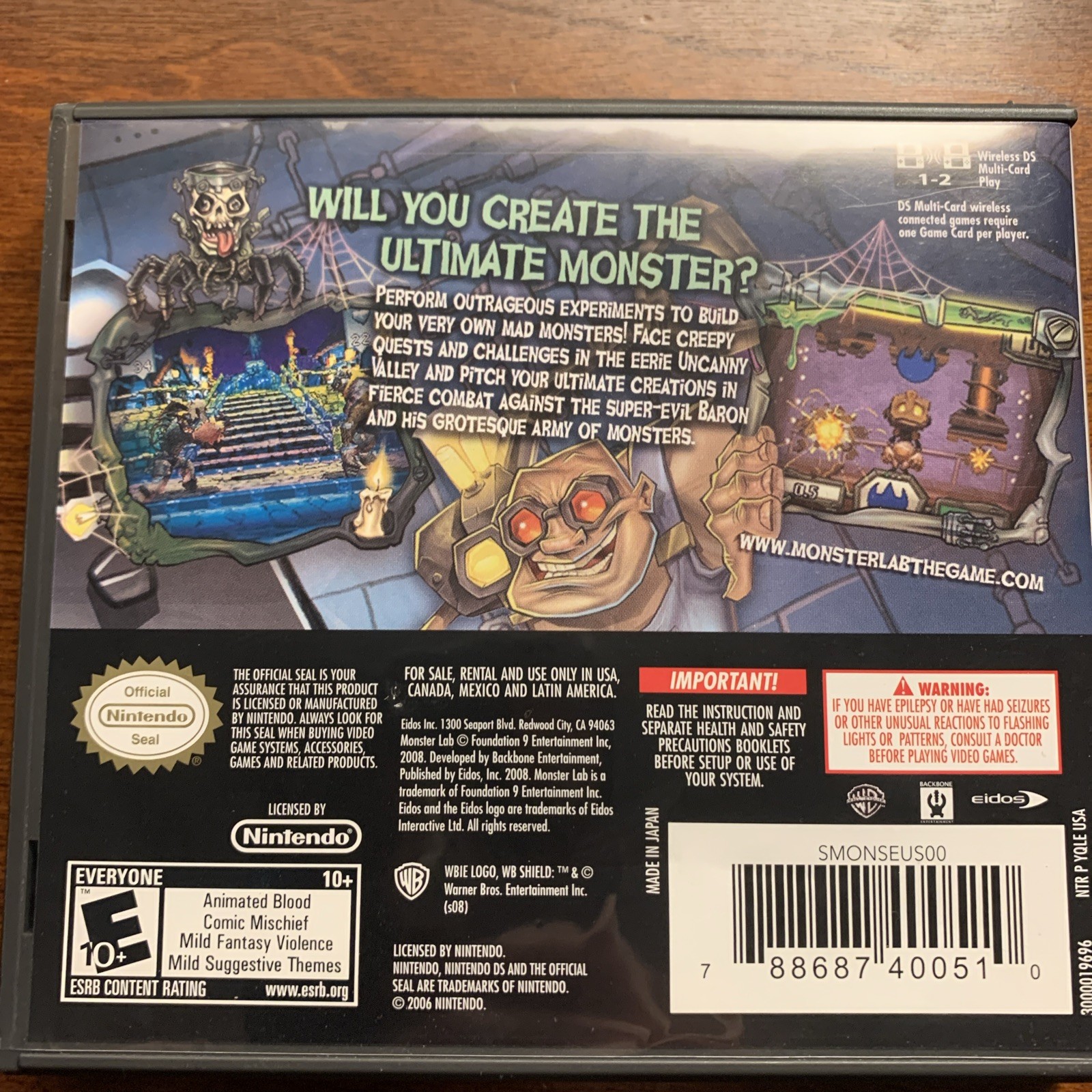 Monster Lab - Nintendo DS ***Case ONLY / NO GAME - Authentic USA