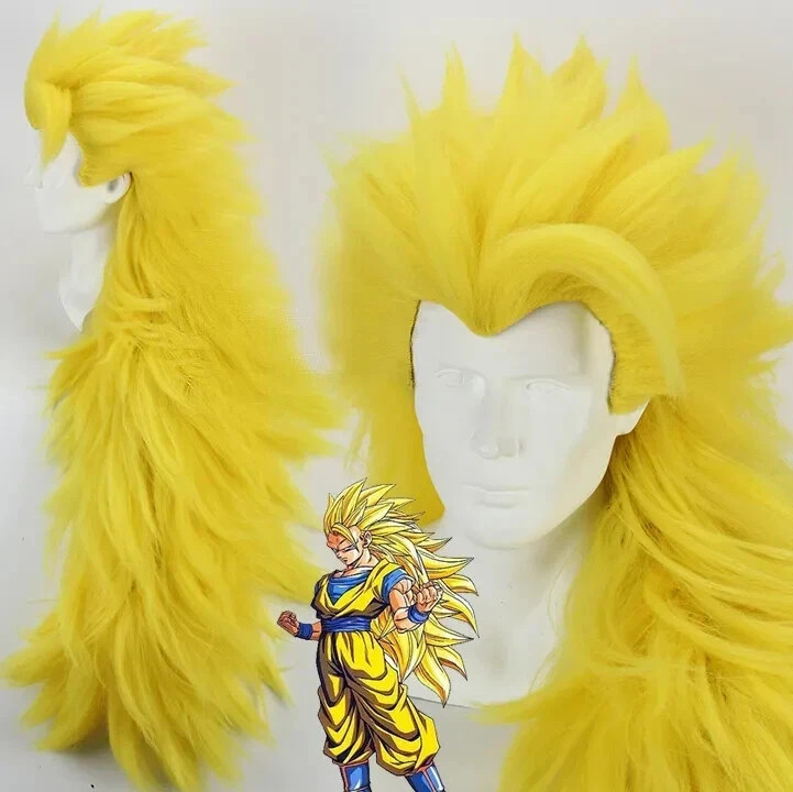 Dragon Ball Kakarotto Goku Super Saiyan 3 Cosplay Hair Wig Long Yellow 130cm