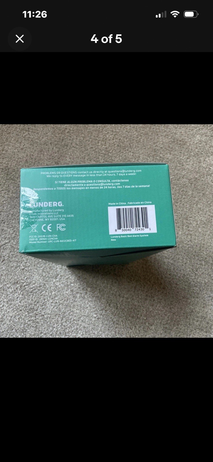 Lunderg Early Alert Bed Alarm System - Wireless Bed Sensor Pad & Pager