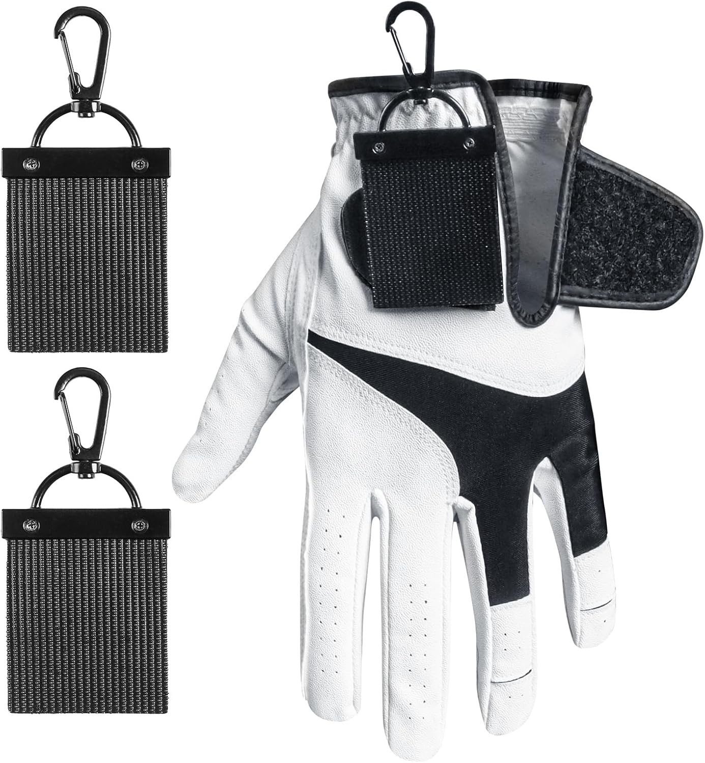 Golf Glove Grabber Holder with 360° Metal Carabiner Clip 2 Pack, Universal Bo...