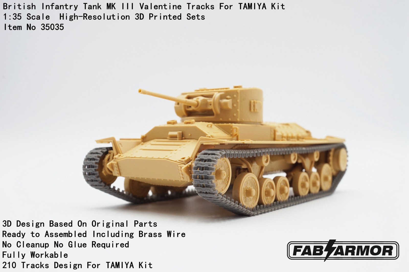 FAB FA35035 1/35 British Infantry Tank MK III Valentine Tracks For TAMIYA Kit