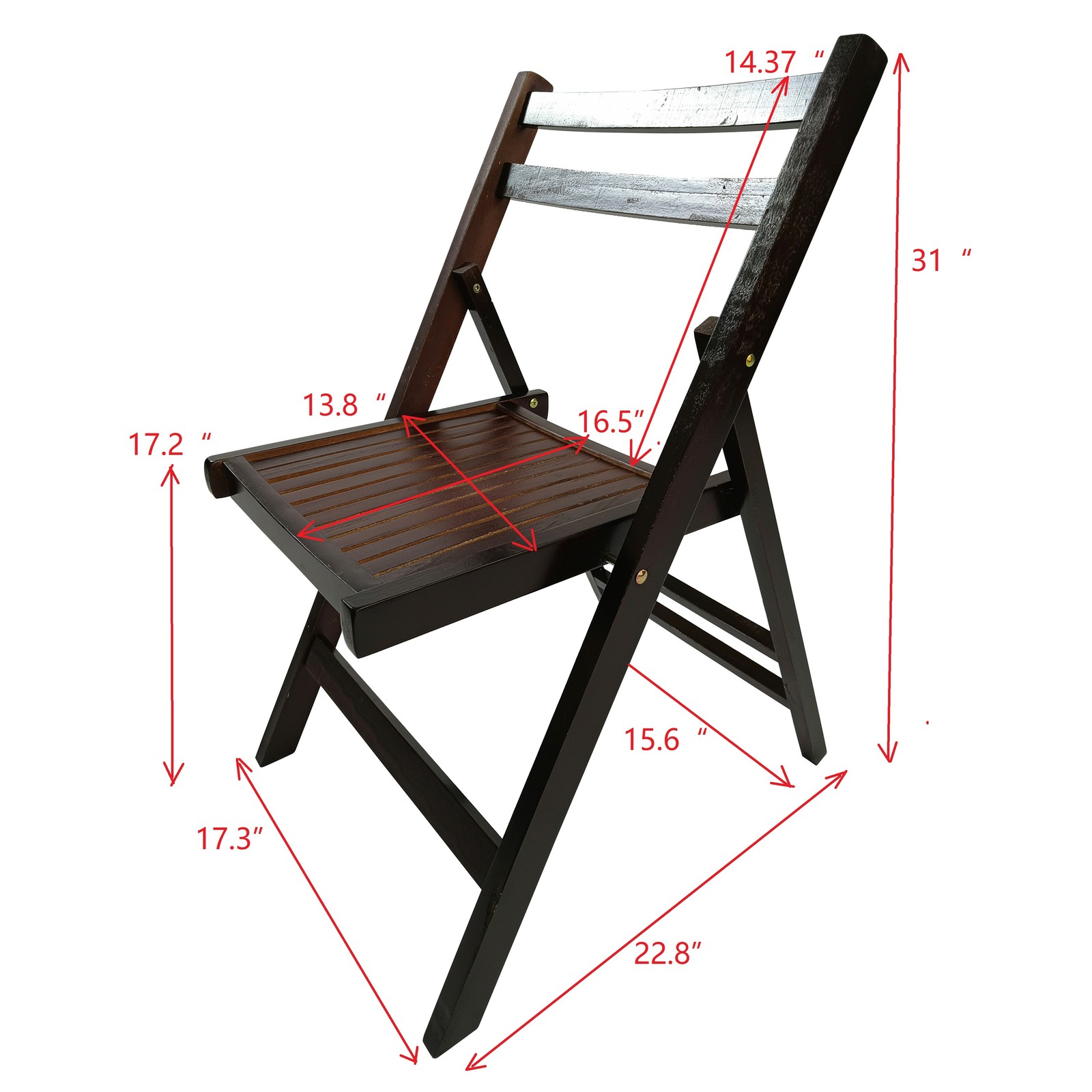 Set of 4 Folding Chair Event Chair Furniture Slatted Wood Cherry