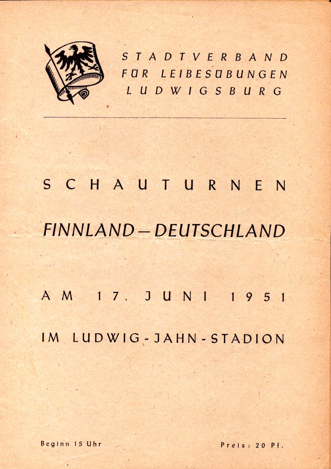 1951 Physical Ed Dept Gymnastics Program Finland Germany Ludwig Jahn Stadium