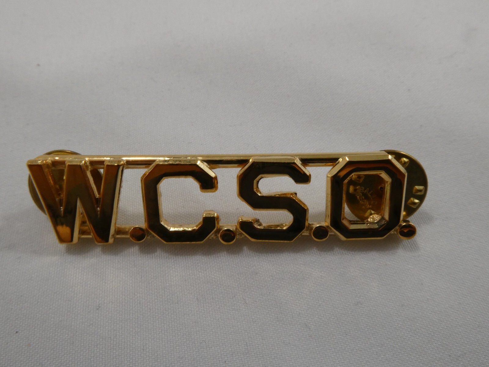 1/2"- W.C.S.O.- Letter Collar Brass Rank Insignia Gold Finish Uniform PIN