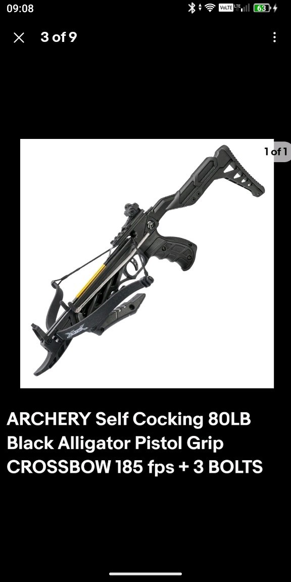 Self Cocking Rifle Style Black Mini Crossbow Pistol 80lb Draw Red Dot (E10)