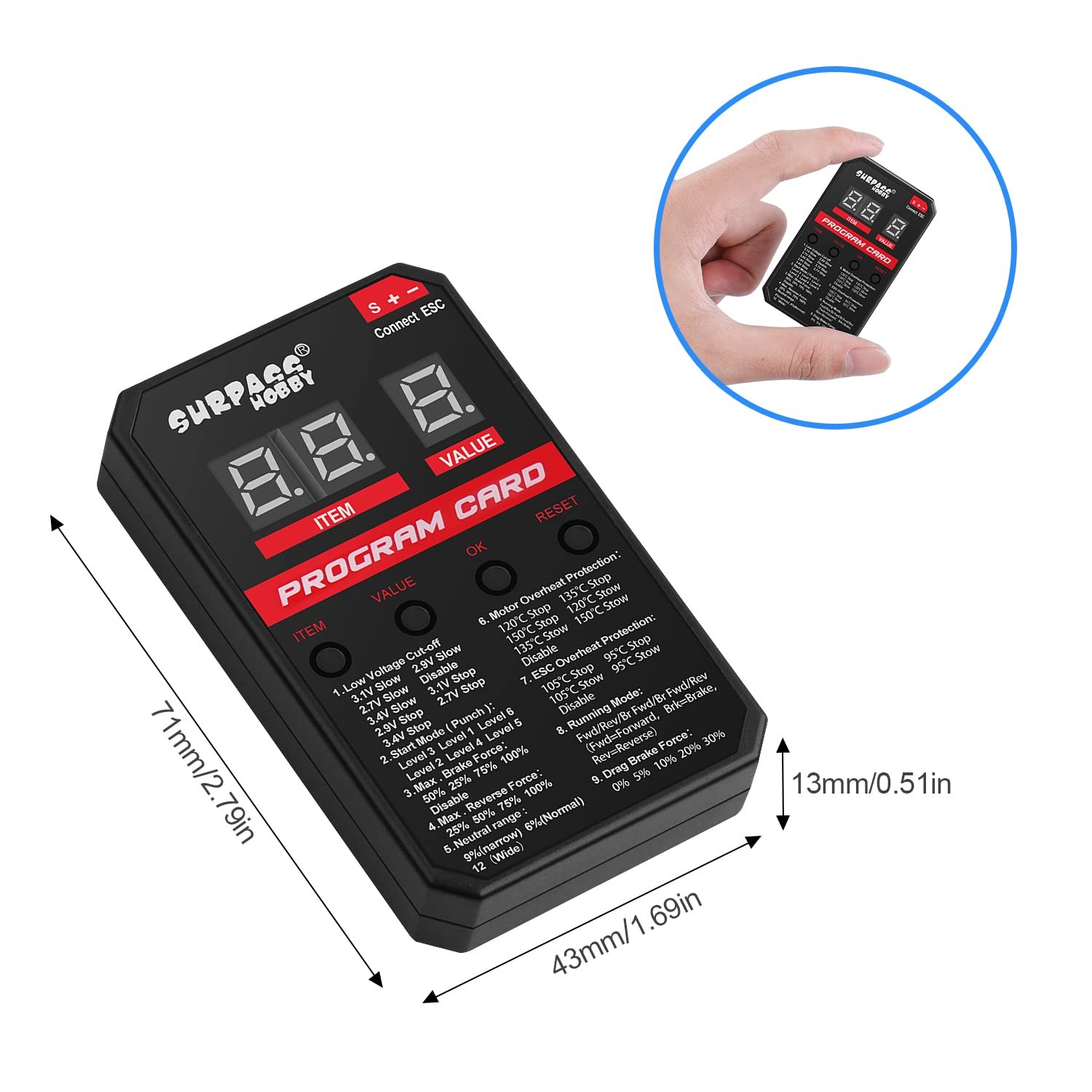 Update Version Surpass Hobby ESC Programming Card RC Car LED Programmer