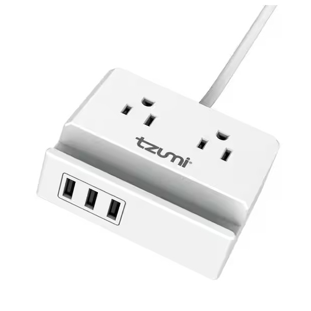 Tzumi Power Dock 2-Outlet Multi-Port Surge Protector and Phone Stand