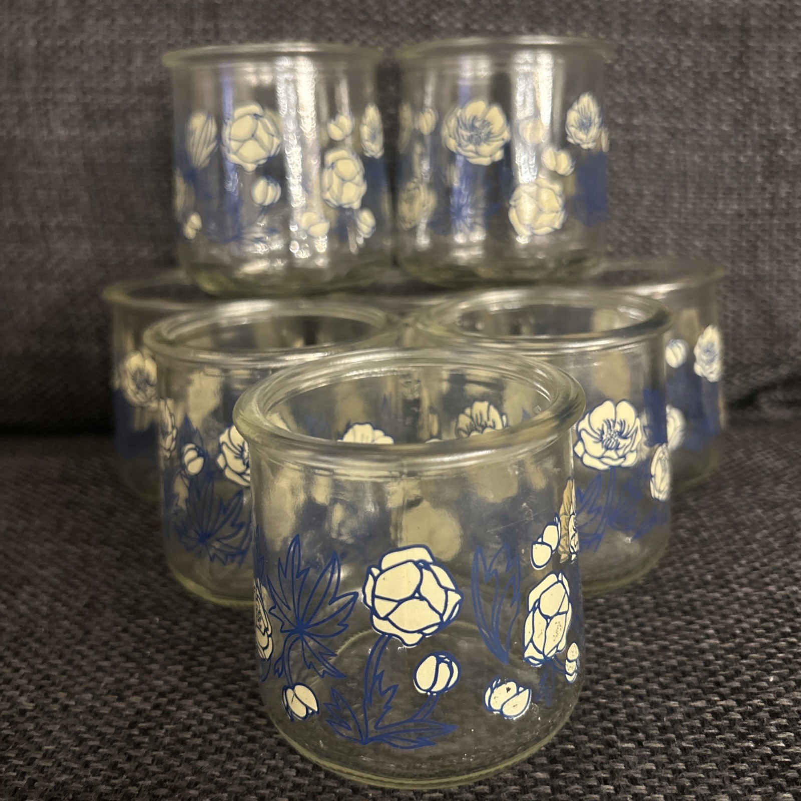 Vintage Limited Edition CLEAN/ NO LABELS Oui Yogurt Glass Jars Lot of 8