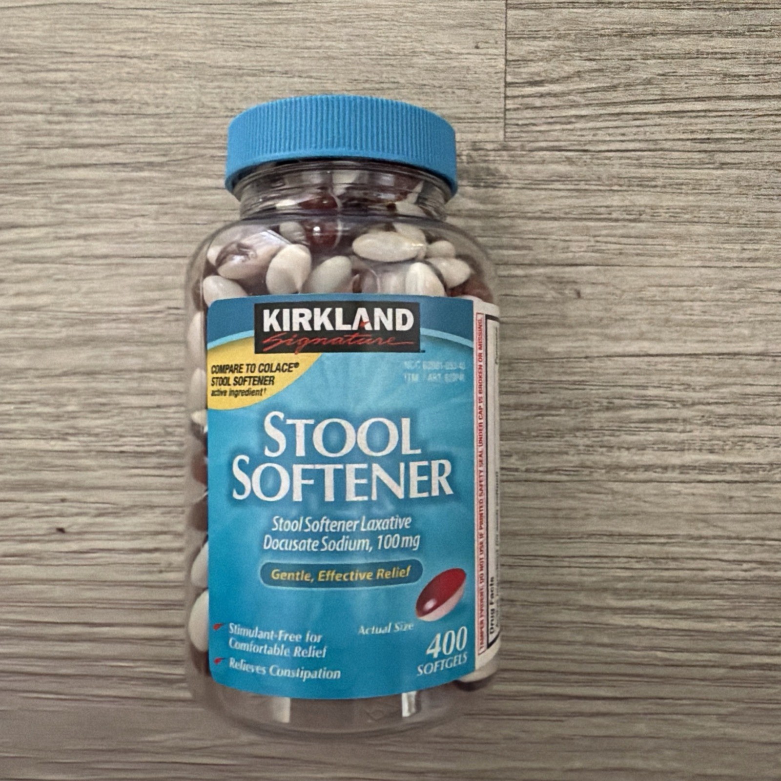 Kirkland Signature STOOL SOFTENER Docusate Sodium 100mg 400 Softgels