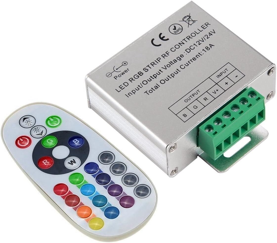 DC 12V-24V 18A LED Lights Controller 24Key RGB Remote Controller for 3528 5050