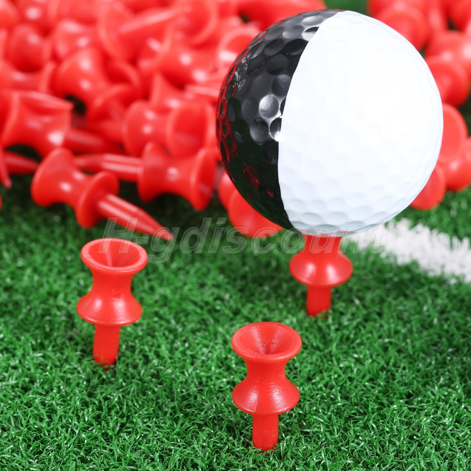 100 Pcs 31mm Golf Tees Red Plastic Wheel Design Golf Ball Tees Outdoor Sports