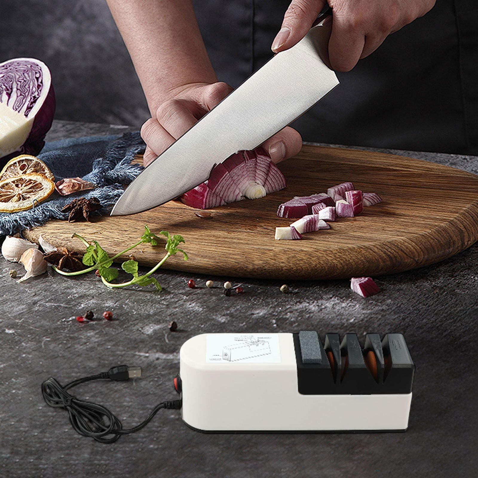 Professional 4 Slot Electric Kitchen Sharpener Automatic Sharpening Gadgets