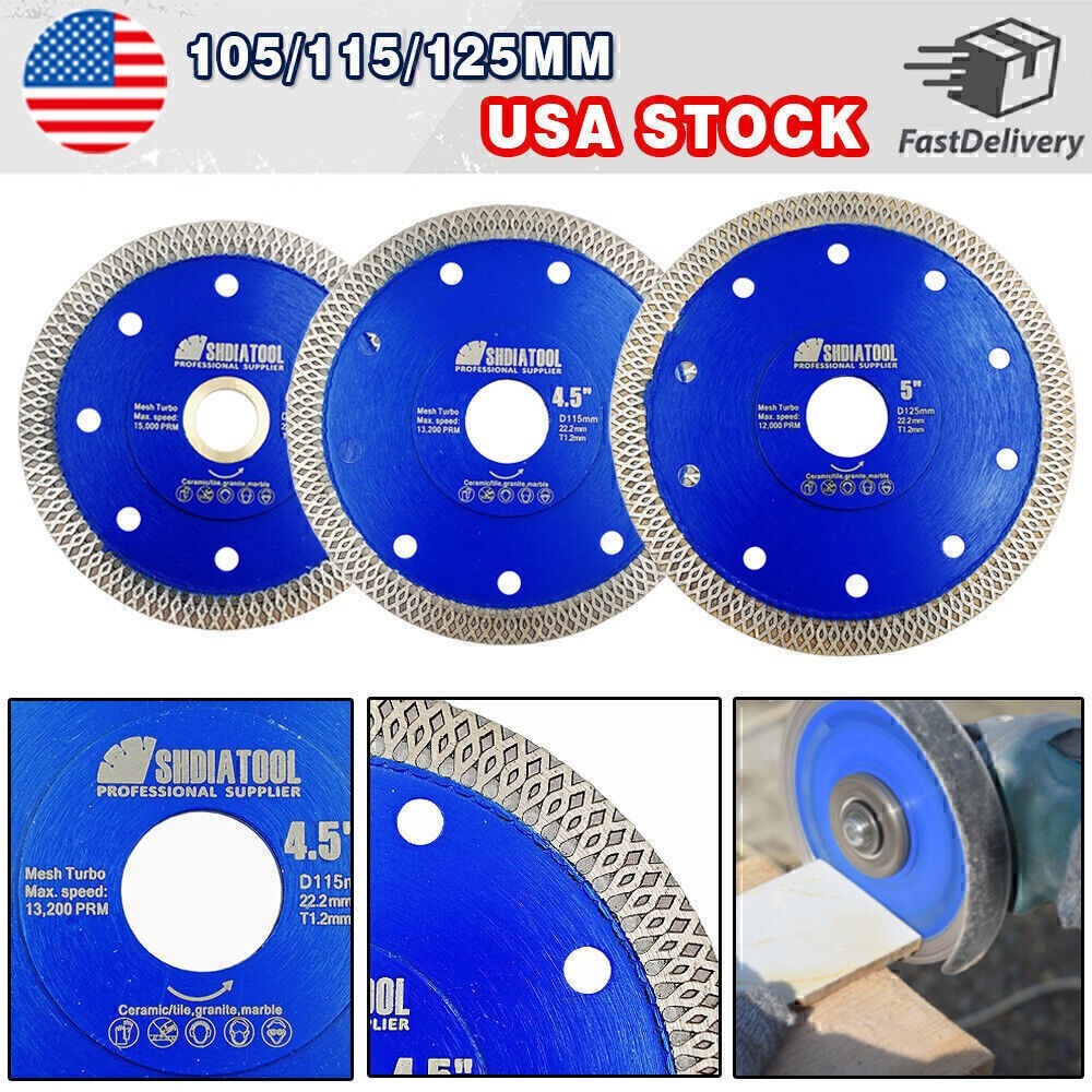 5pcs 4" / 4.5" Diamond Saw Blades Tile Ceramic Wheel Dry Cutting Disc Cutter