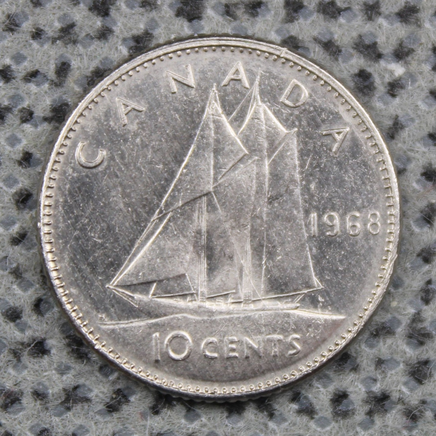 1968 Canada 10 Cents Racing Boat Schooner Ship Queen Elizabeth II Nickel ø 18mm