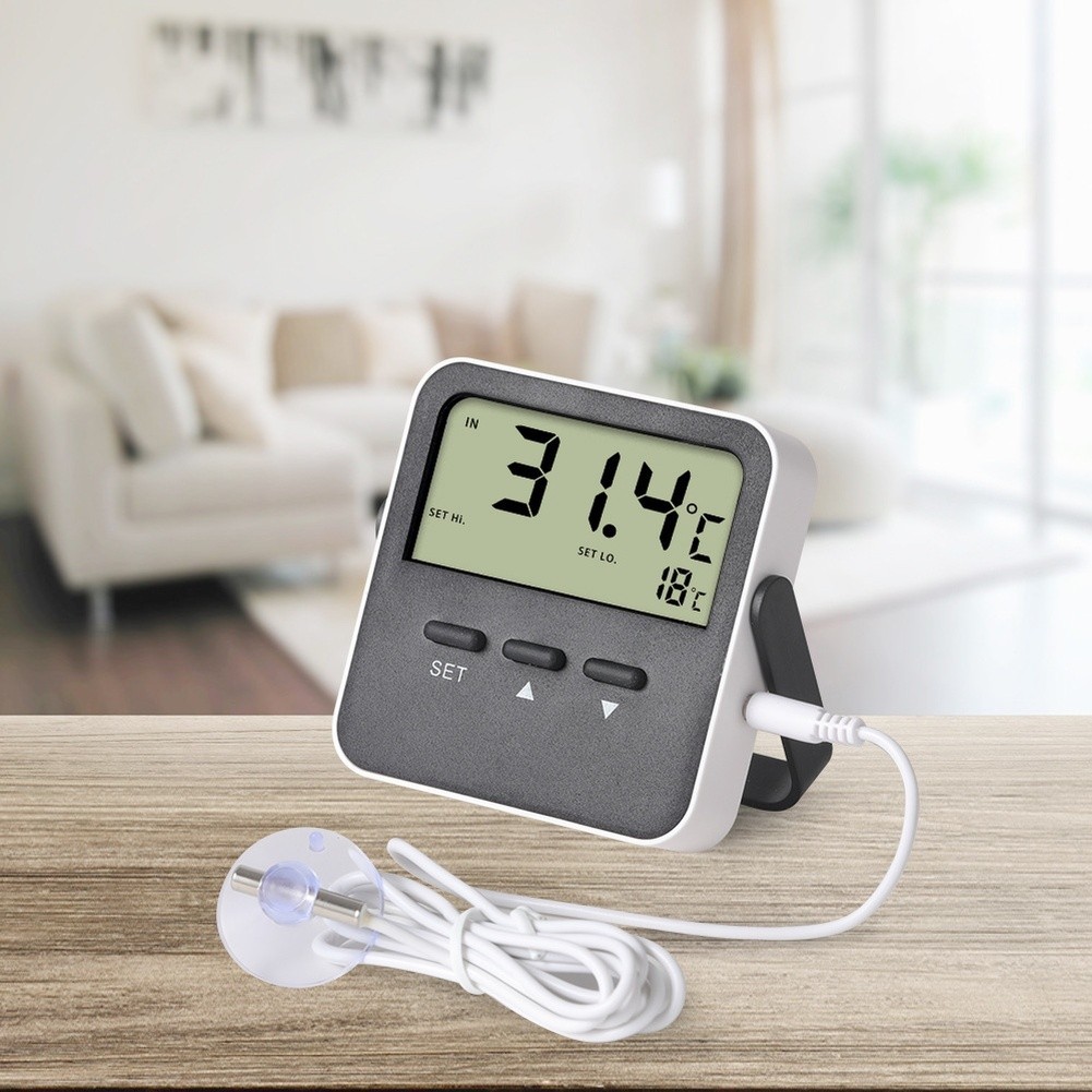 Large Screen Digital Thermometer High Low Temperature Alarm for Indoor Outdoor