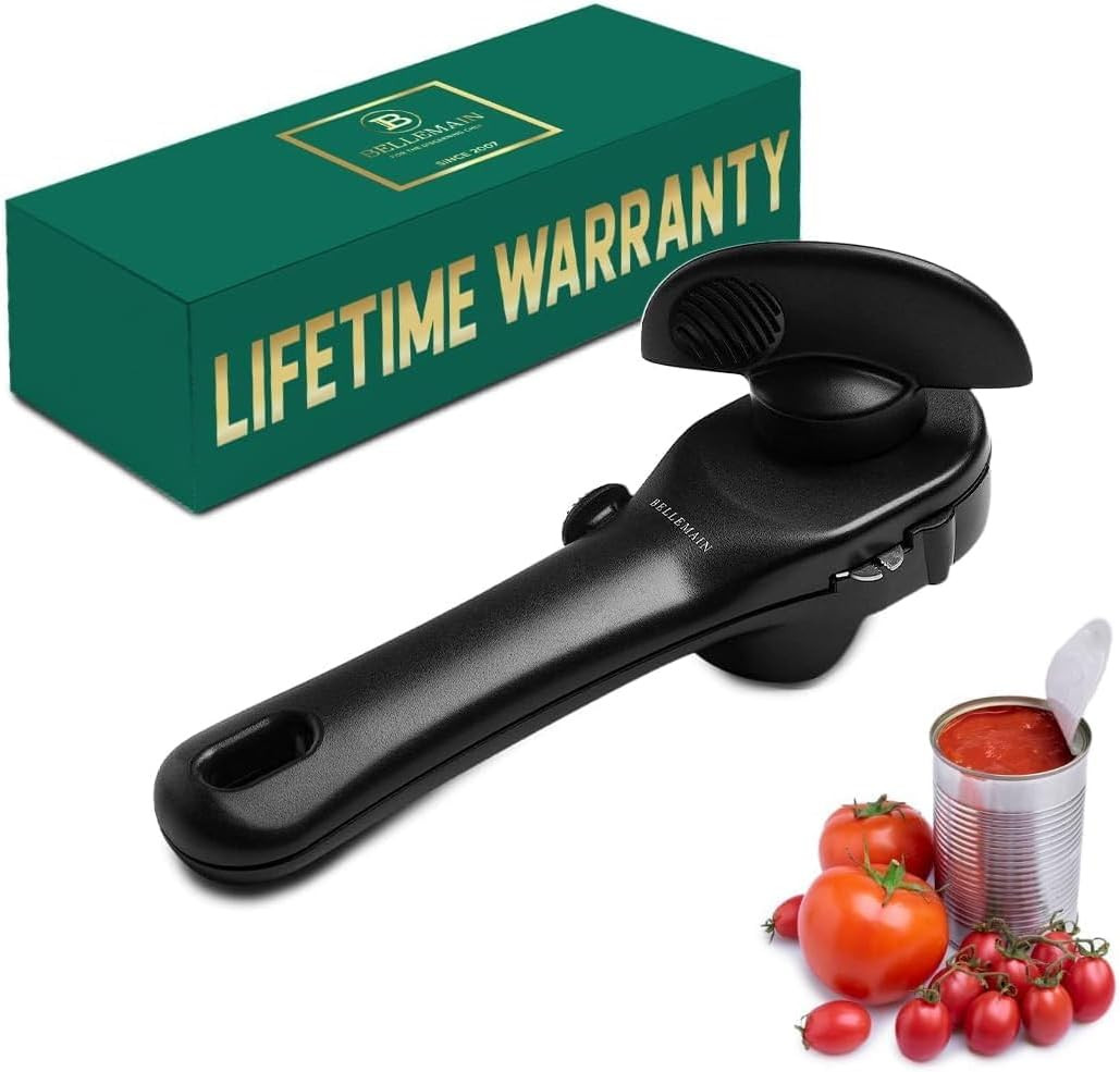 - Safe Cut Stainless Steel Ergonomic Can Opener, Manual, Smooth Edge Perfect for