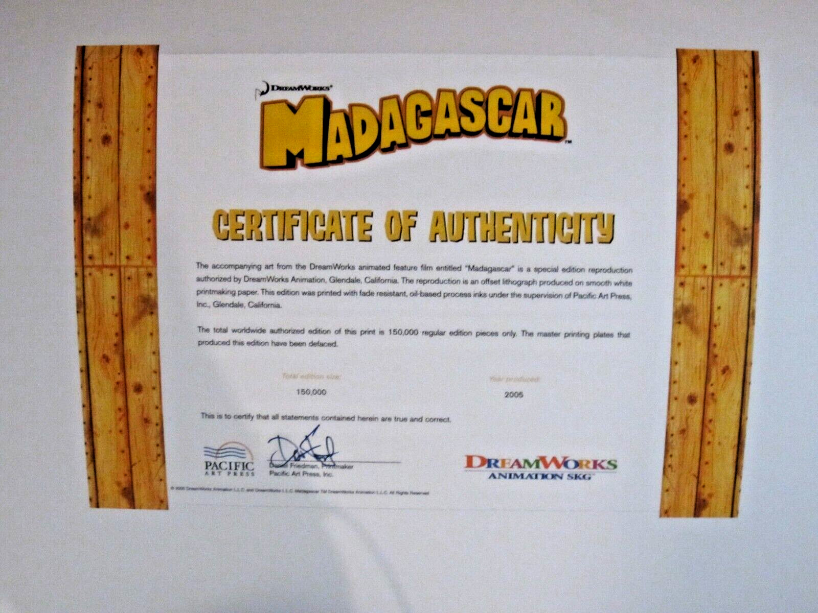 2005 Best Buy Exclusive Dreamworks Madagascar Collectors Edition Lithograph