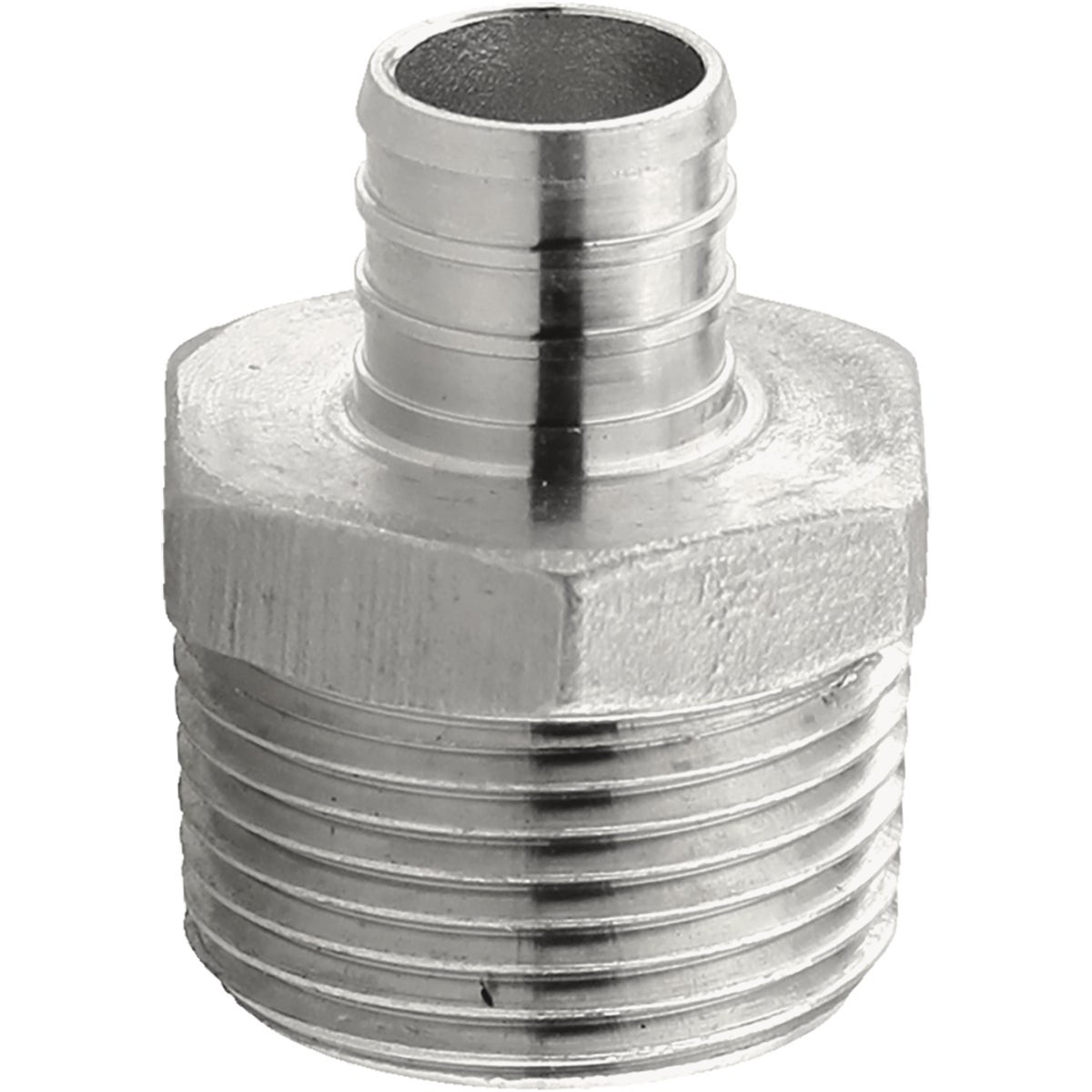 Plumbeez 3/4 In. x 1 In. MPT Stainless Steel PEX Adapter PE-PS-MA0710 PLUMBEEZE